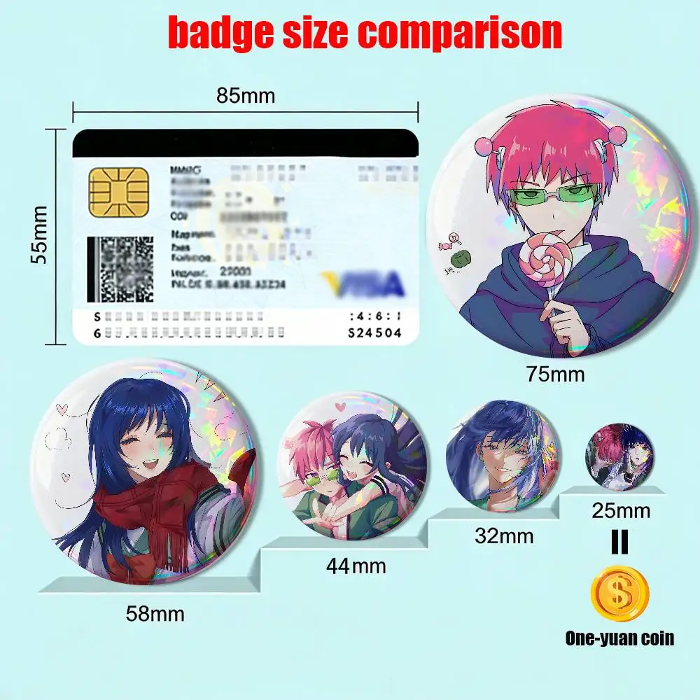 Teruhashi Most mainstream Kusuo Saiki Creative Round Badge Button Pin Bag Decor Fans Collection Friends Gift Brooch