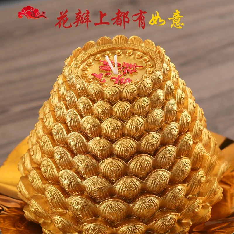 Lotus candle lamp, lotus lamp, nine layers of auspicious golden lotus offering Buddha, golden household iron seat,