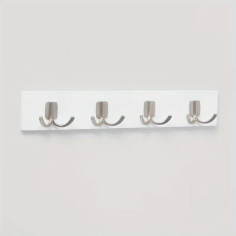

4 Hook Track Nickel/White - Wall Mount Decorative Hook Rack, Cast Aluminum, 18" Long