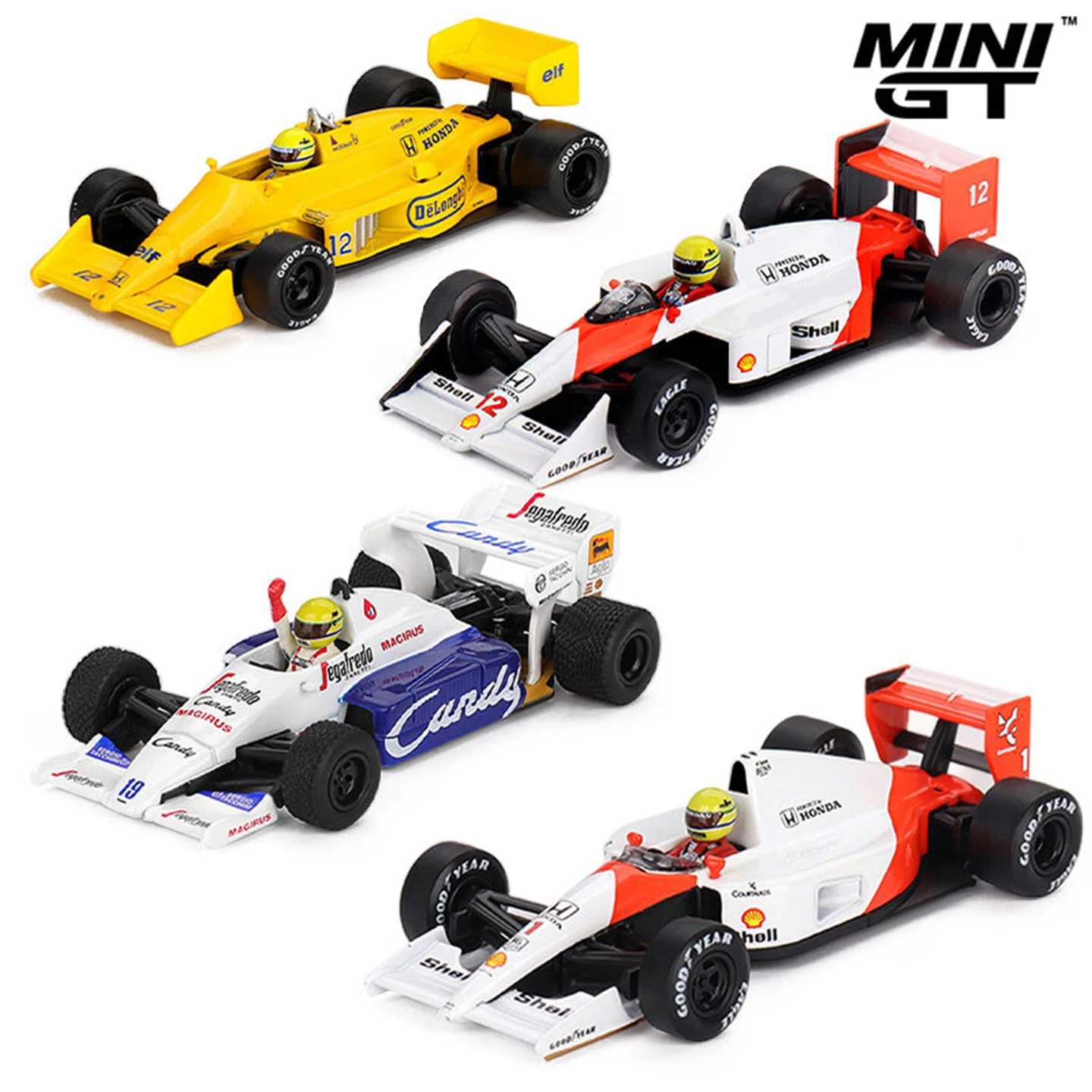 minigt-1-64-マクラーレン-mp4-6-アイルトン・セナ・トーレマン-tg184-20-ジョニー・セコット-1984-モナコグランプリカー-合金ダイキャストメタルモデル