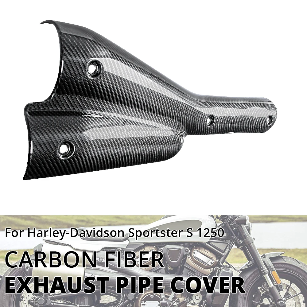 Motorcycle Carbon Fiber Exhaust Pipe Anti-Scald Protective Cover For Harley SPORTSTER S 1250 RH1250S 2021 2022 2023