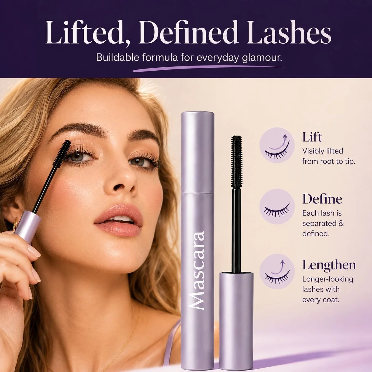 Mascara Curled and Slender Mascara Base, Non Smudging, Long-Lasting Shaping, Waterproof and Elongated