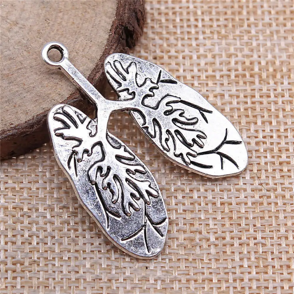 Pendant Anatomical Lung Charms For Jewelry Making 39x30mm 4pcs