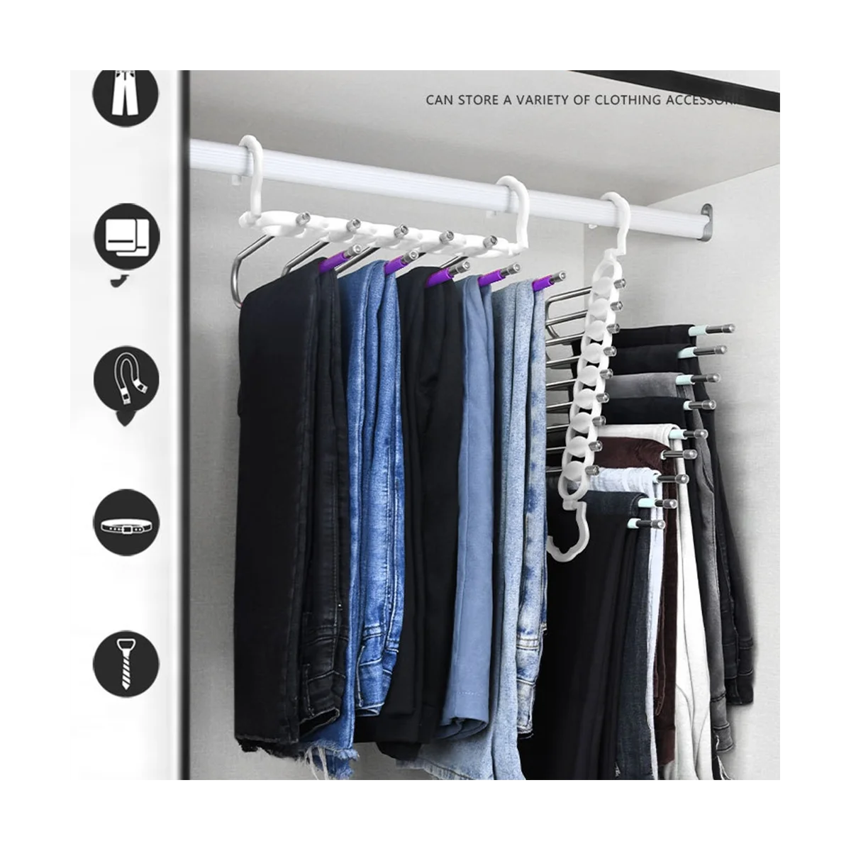 متعددة الوظائف متعددة الطبقات الفولاذ المقاوم للصدأ السراويل رف شماعات تلسكوبي للطي السراويل