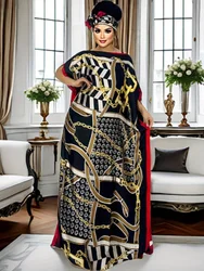 2026 New Style Fashion Oversize African Women Clothing Dubai Dashiki Abaya Free Size Print Design With Scarf Loose Long Dress