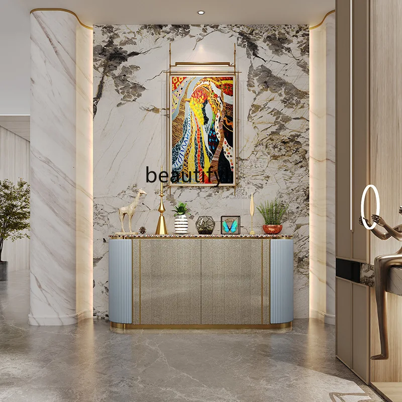 

New wall-mounted tea side cabinet in the living room, simple and high-end storage and decoration cabinet