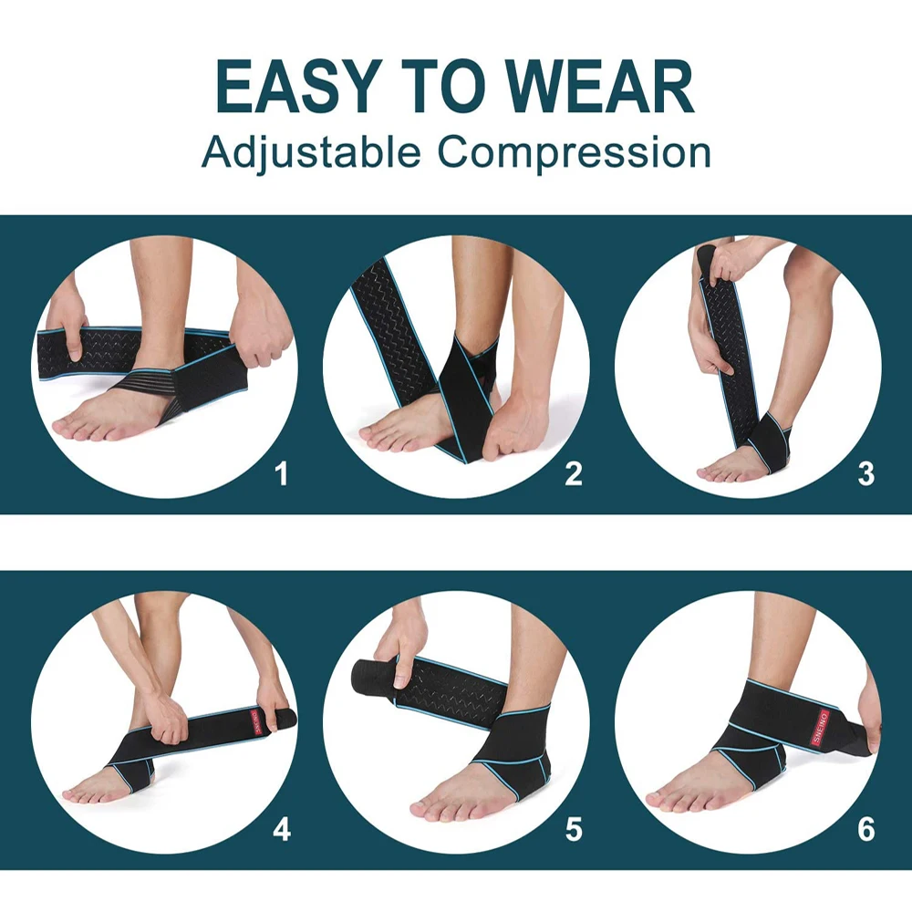 1 PCS Professional Sports Ankle Strain Wraps Brace Foot Bandages Elastic Ankle Support, Protector for Sport Fitness Running Gyms