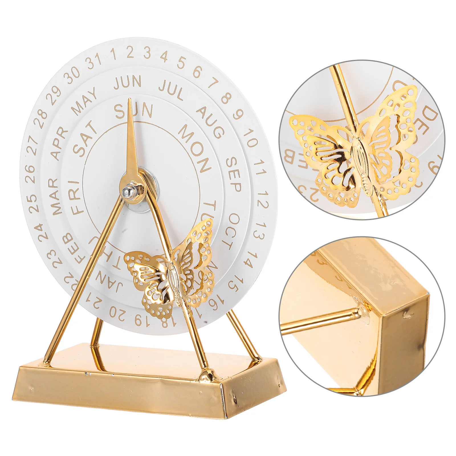 

Metal Perpetual Desk Calendar Round Rotatable Manual Disk Vintage Home Office Decor Tabletop Ornament For Study Bedroom