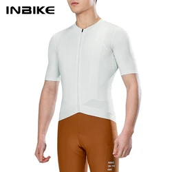 INBIKE Summer Pro Cycling Jersey Men Short Sleeve Road Bike Shirts Slim Fit Full Zipper with Pockets MTB Jersey Bicycle Clothing