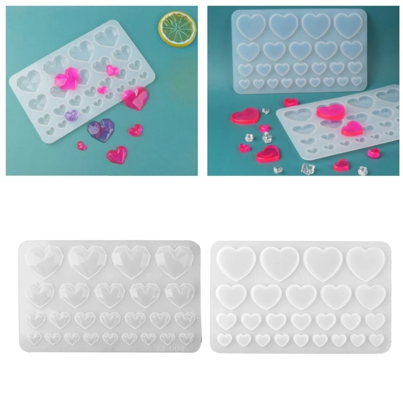 

2Pcs Diamonds Heart Ornaments Silicone Epoxy Resin Love Curtain Molds for Craft