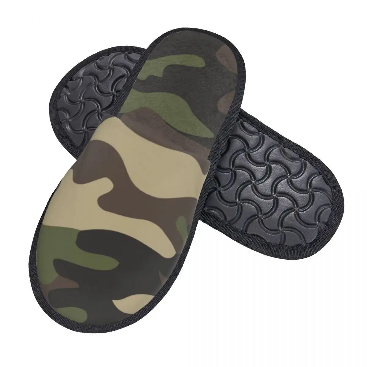 Green Brown Military Camouflage Guest Slippers for Hotel Women Custom Print Army Jungle Camo House Slipper