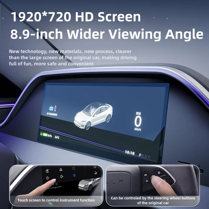 RTS 8.9 بوصة الذكية رئيس يصل عرض أداة العنقودية عرض ل تسلا نموذج 3 هايلاند نموذج Y العرعر مع Carplay #4