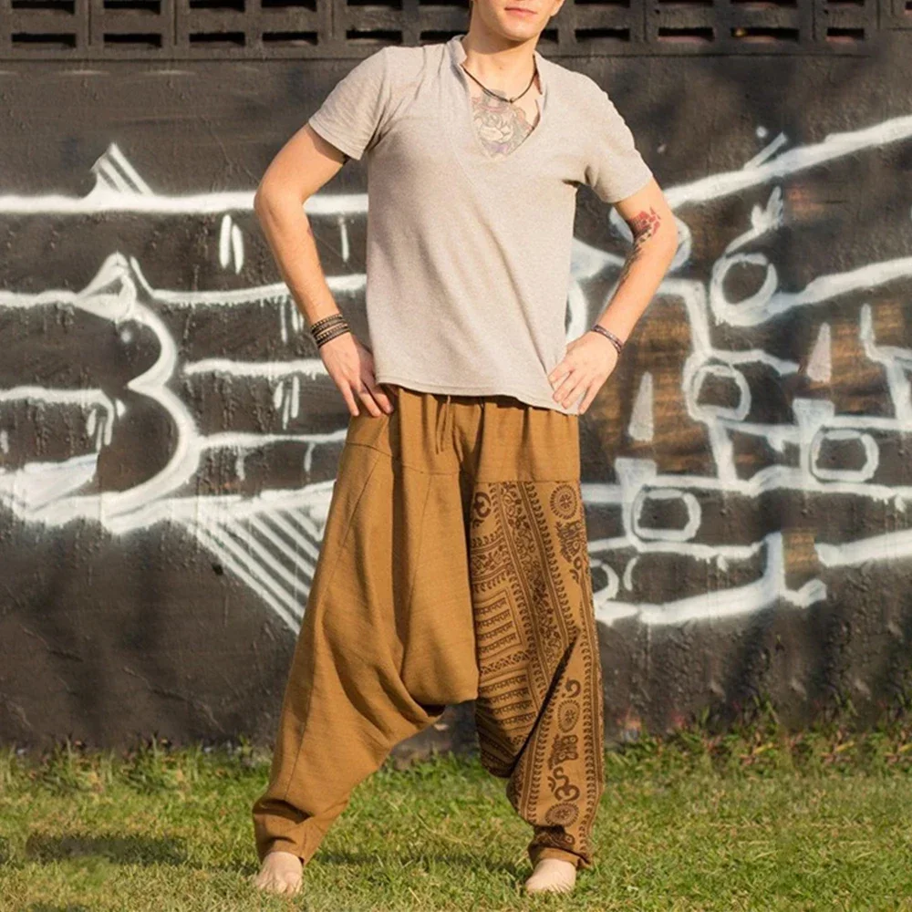 Vintage Boho Style Men's Harem Pants Bloomers Baggy Balloon Yoga Loose Casual Elasticated Trousers Pants Clothing