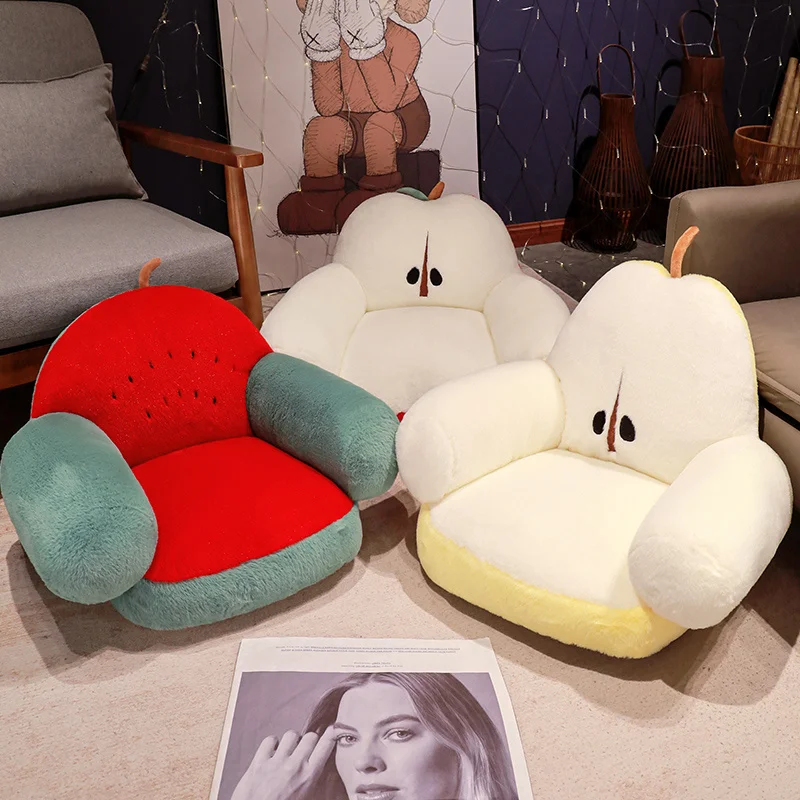 Креативная забавная диванная подушка для кресла в виде яблока, груши, плюшевая подушка в виде мультяшного героя для милых комнатных украшений