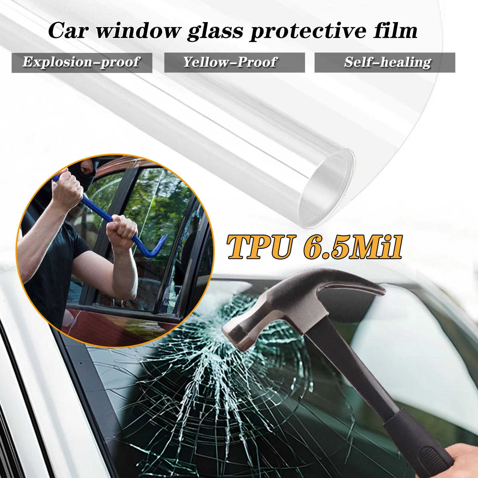 

TPU PPF Car Film 6.5Mil Car Transparent Front Glass Escape Armor Film Warpping Auto Decals Car Accessories Exterior For Tesla