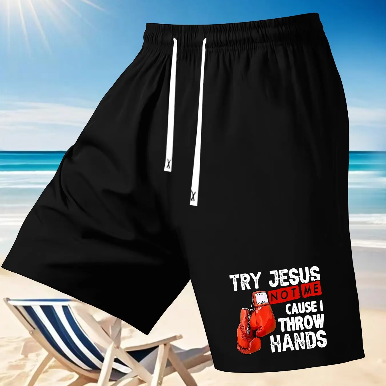 

Шорты в стиле отпуска, мужские летние дышащие пляжные брюки, мужские спортивные штаны, удобные универсальные повседневные брюки с принтом