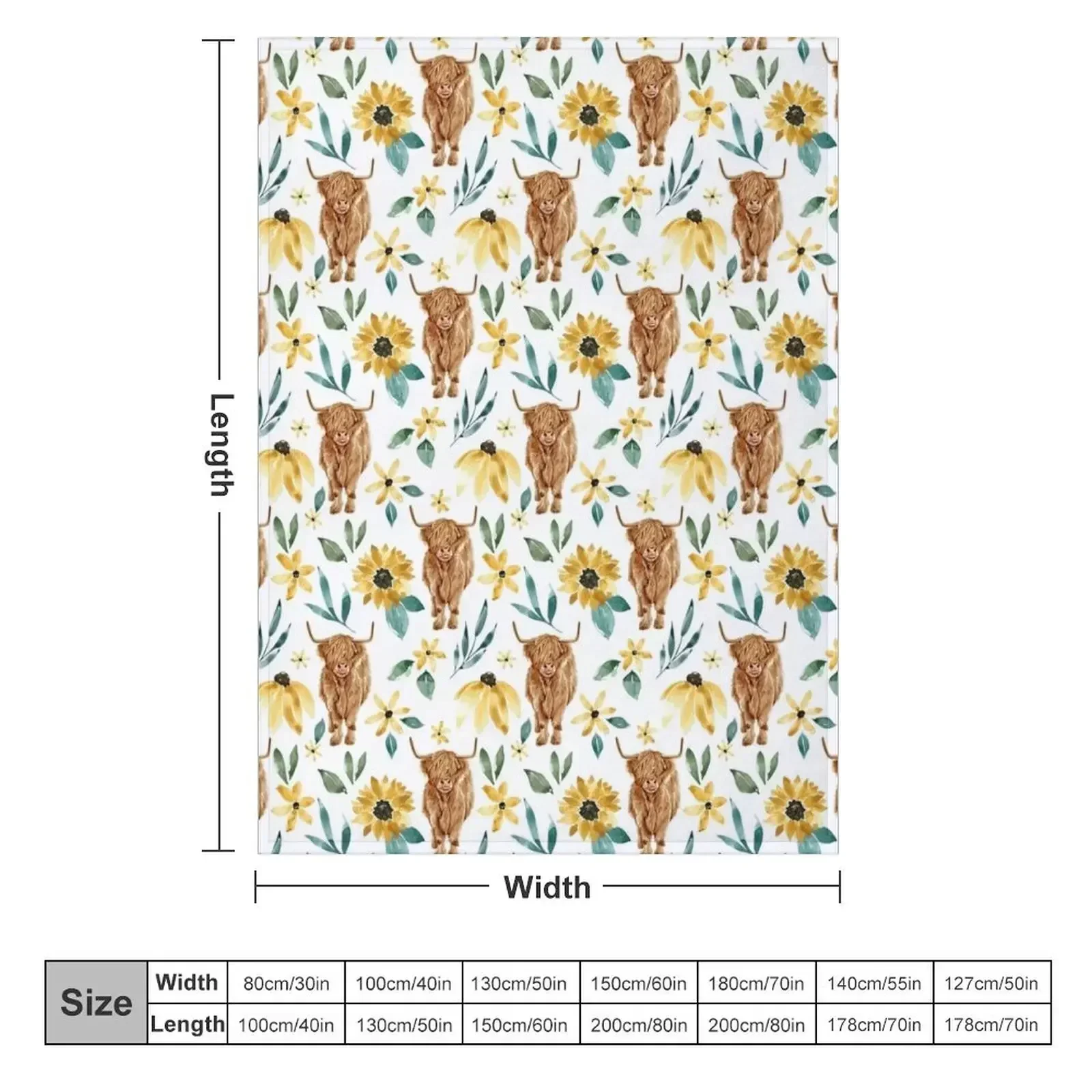 Highland Cow With Sunflowers Throw Blanket Luxury Designer christmas decoration valentine gift ideas Blankets