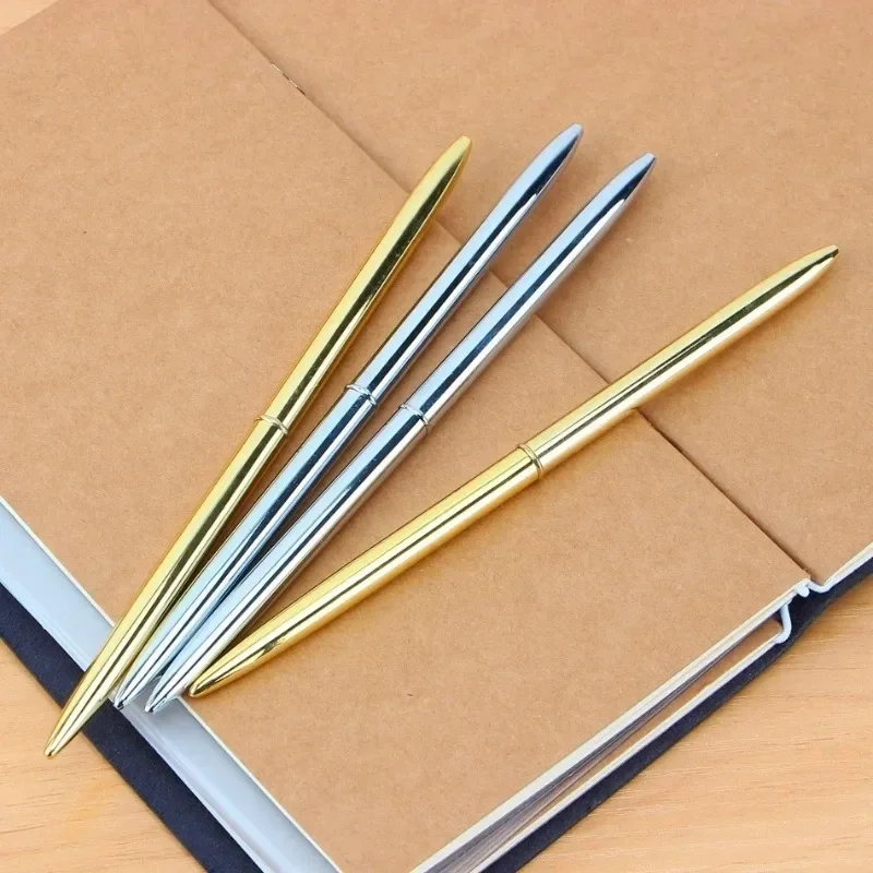 High Quality Metal Fine Ballpoint Pen with Twist-out Bullet Tip Gold and Silver Writing Supplies Clip School Office Gift