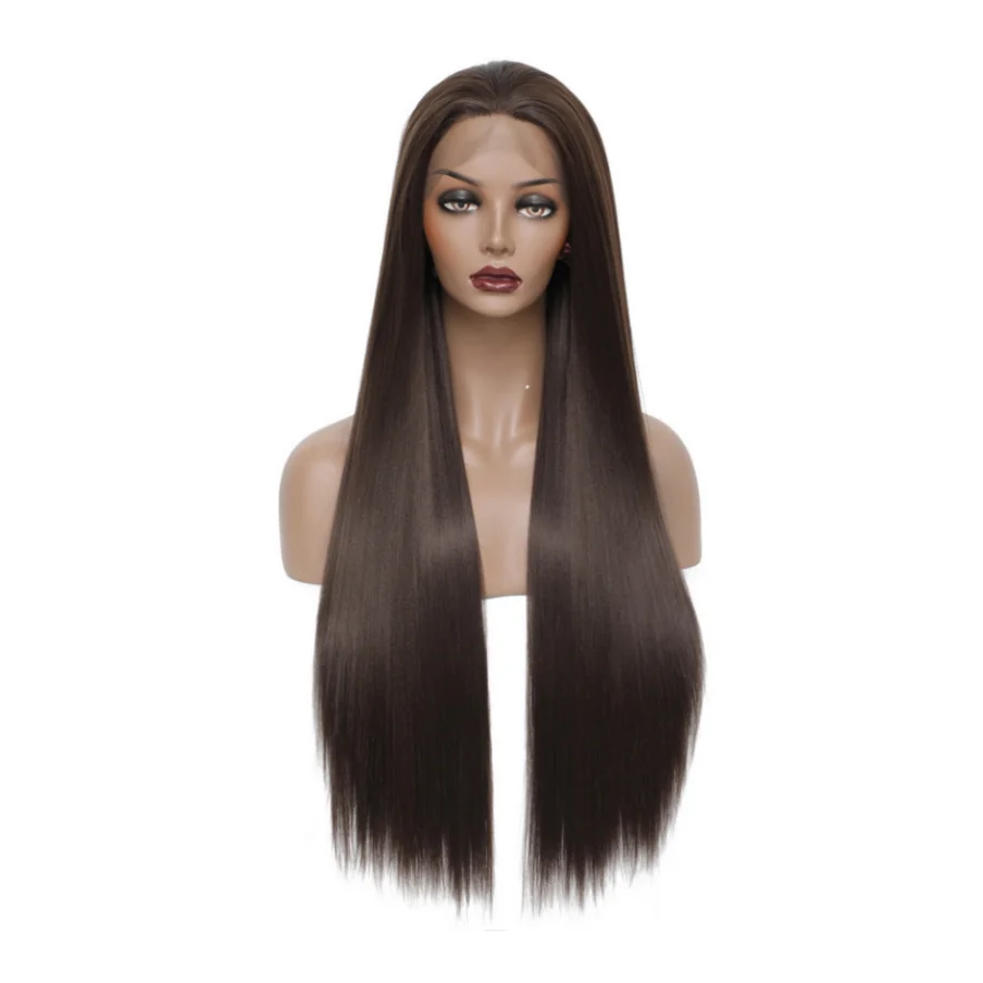

Hand-Made Body Wave Wig Women's 100% Unprocessed Virgin Chocolate Human for Swiss for Lace Frontal