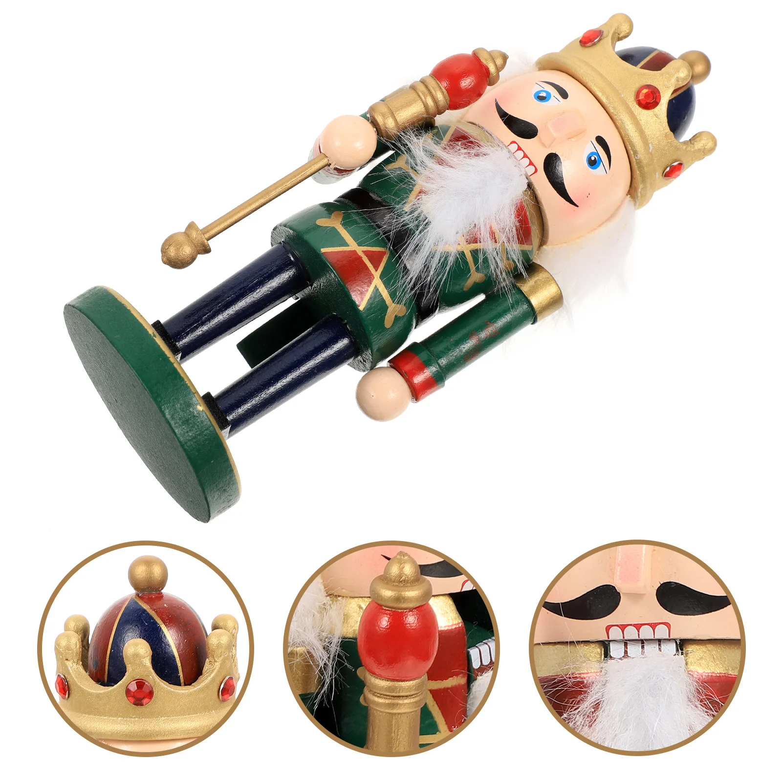 

Christmas Nutcracker Figure Wood Desktop Ornament Festive Holiday Decor for Living Room Bedroom Window Shelf Xmas Gift Idea