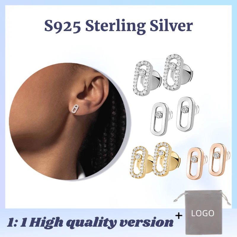 Classic MOVE UNO Earrings S925 Sterling Silver MOVING Diamond Women's Small Earrings High Jewelry Gift