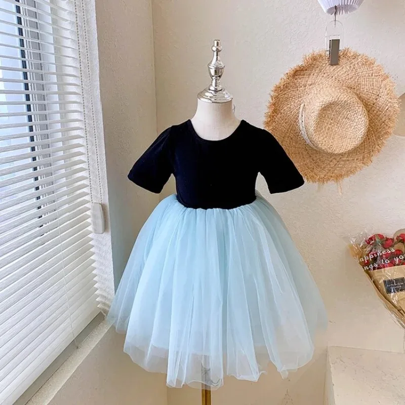 Baby Girls Summer Clothes Kids Dresses for Girls Ball Gown Mesh Dress for Children Short Sleeve Princess Birthday Party Dresses