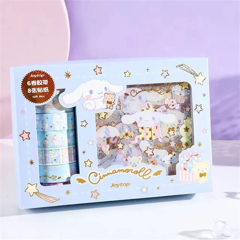 Sanrio Kuromi Cinnamoroll Stickers Gift Box Kawaii Kitty Melody Anime Hand Account Guka Decoration DIY Sticker Girls Kids Toys