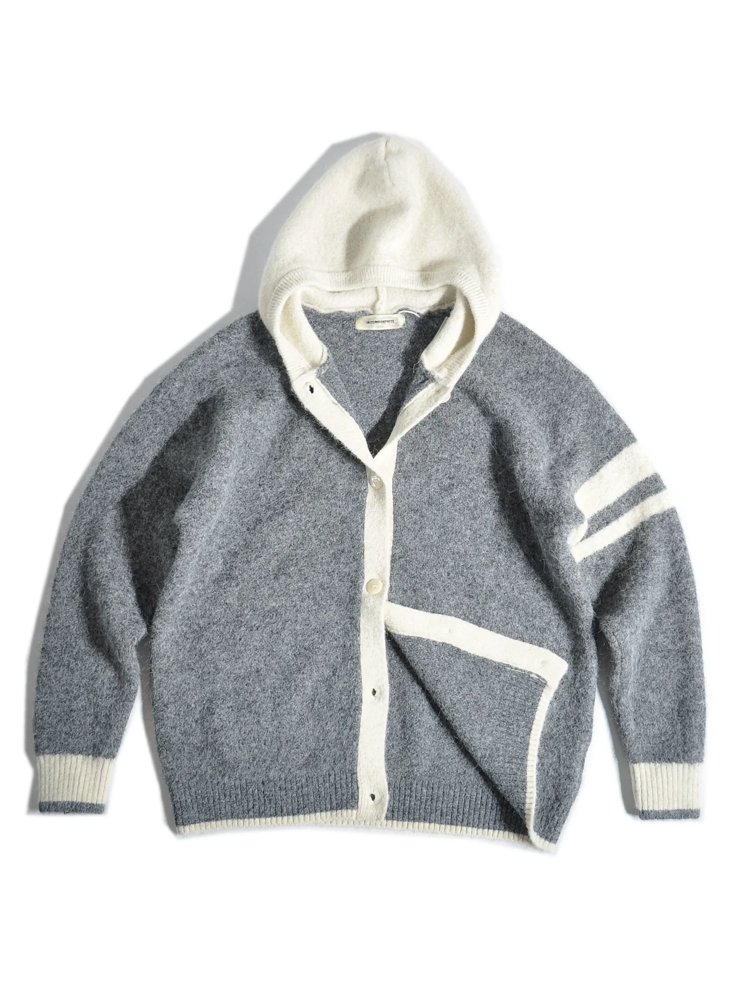 

American Retro Color Blo Hoodie Knitted Sweater Loose Casual Men's Open Cardigan Coat Winter Warm Soft Polyester Blend