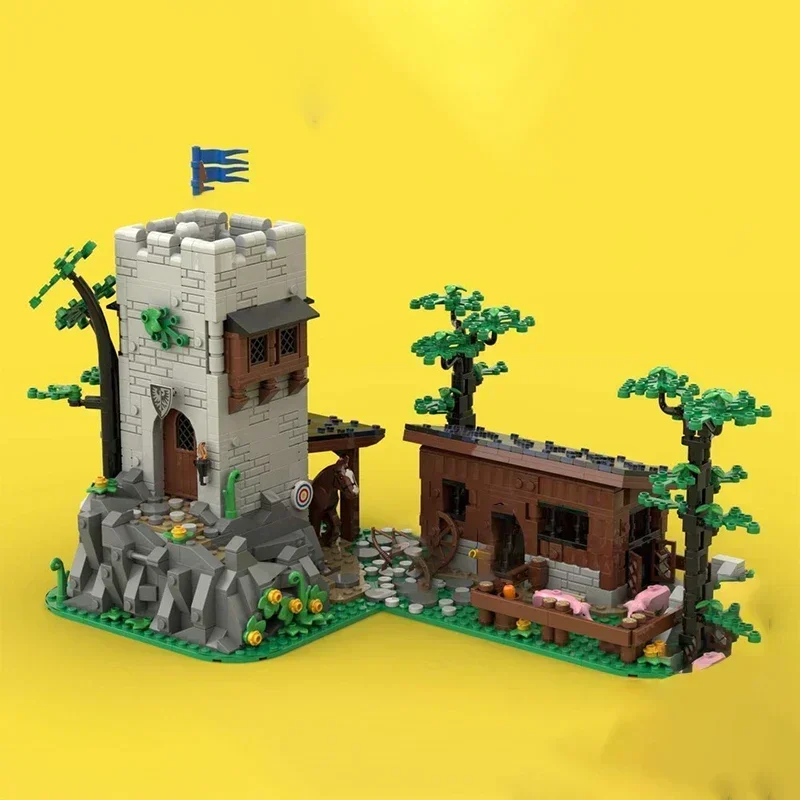 Medieval Castle Model MOC Building Bricks Military Watchtower Modular Technology Gifts Holiday Assemble Children Toys Suit