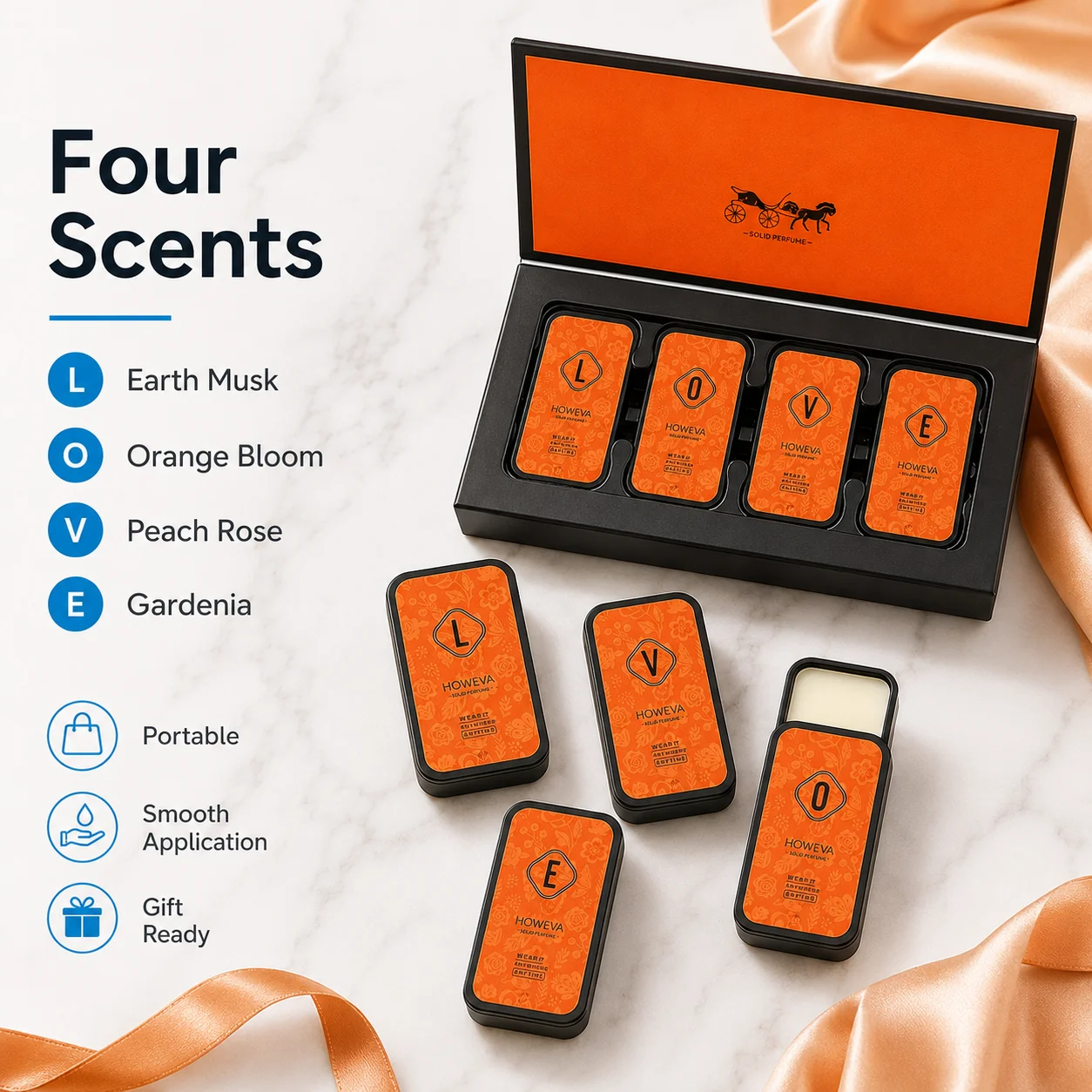 4PCS Natural Solid Perfume Balm Collection Fragrance Set Travel Size Long Lasting Aroma Gift Set For Women Men Everyday Wear