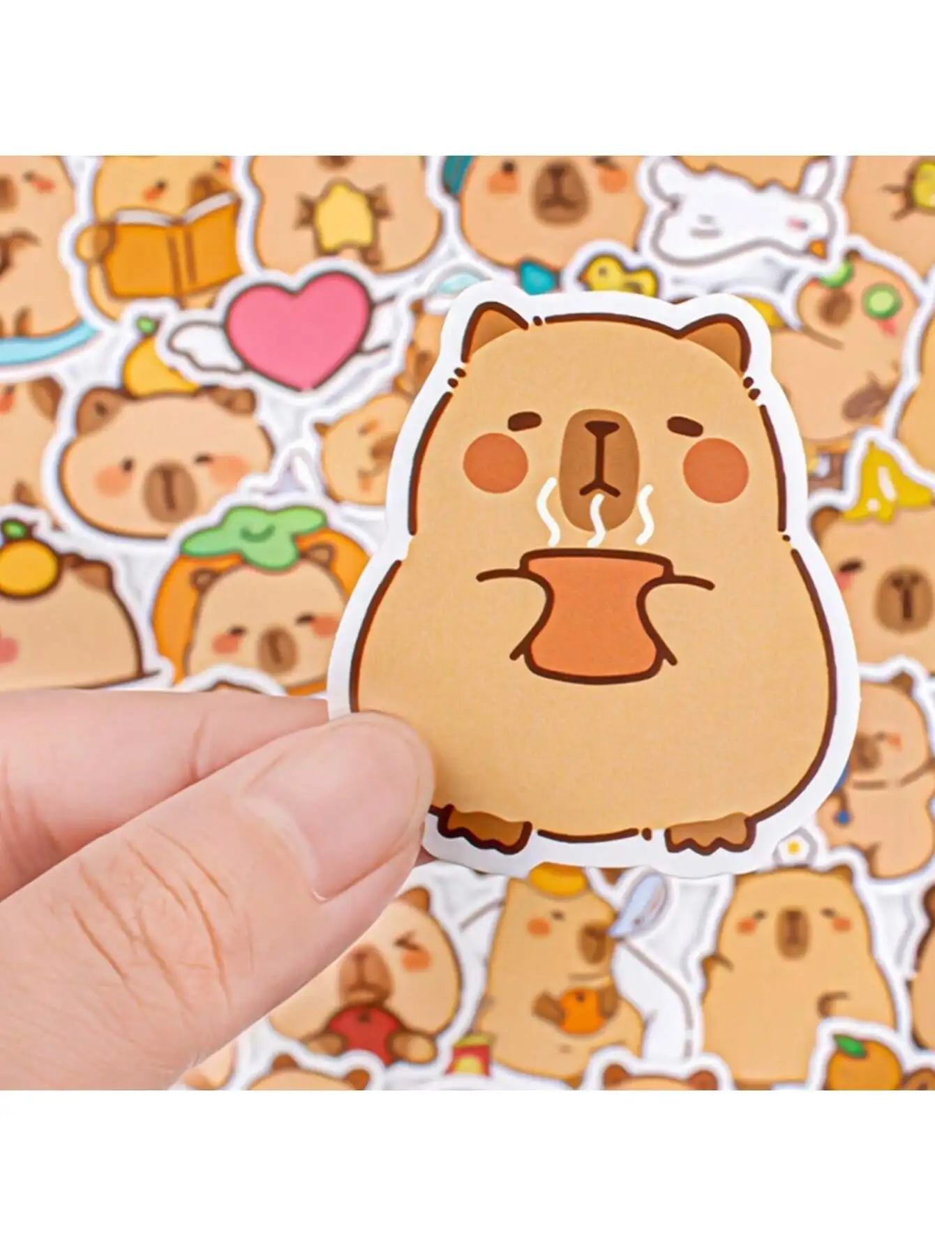 

50pcs Cute Capybara Cartoon Stickers - Suitable For Luggage, Phone, Cups And Car DIY Decoration -Self-Adhesive Disposable Decals