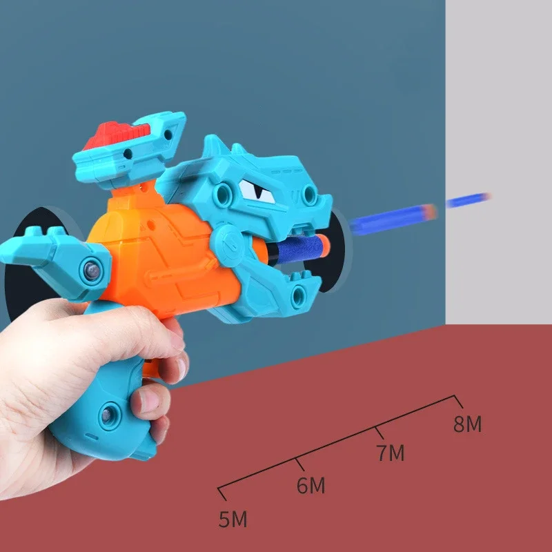 Mini dinossauro bala macia arma brinquedos de carregamento manual crianças esportes ao ar livre jogo tiro crianças pistola armas brinquedo presente natal