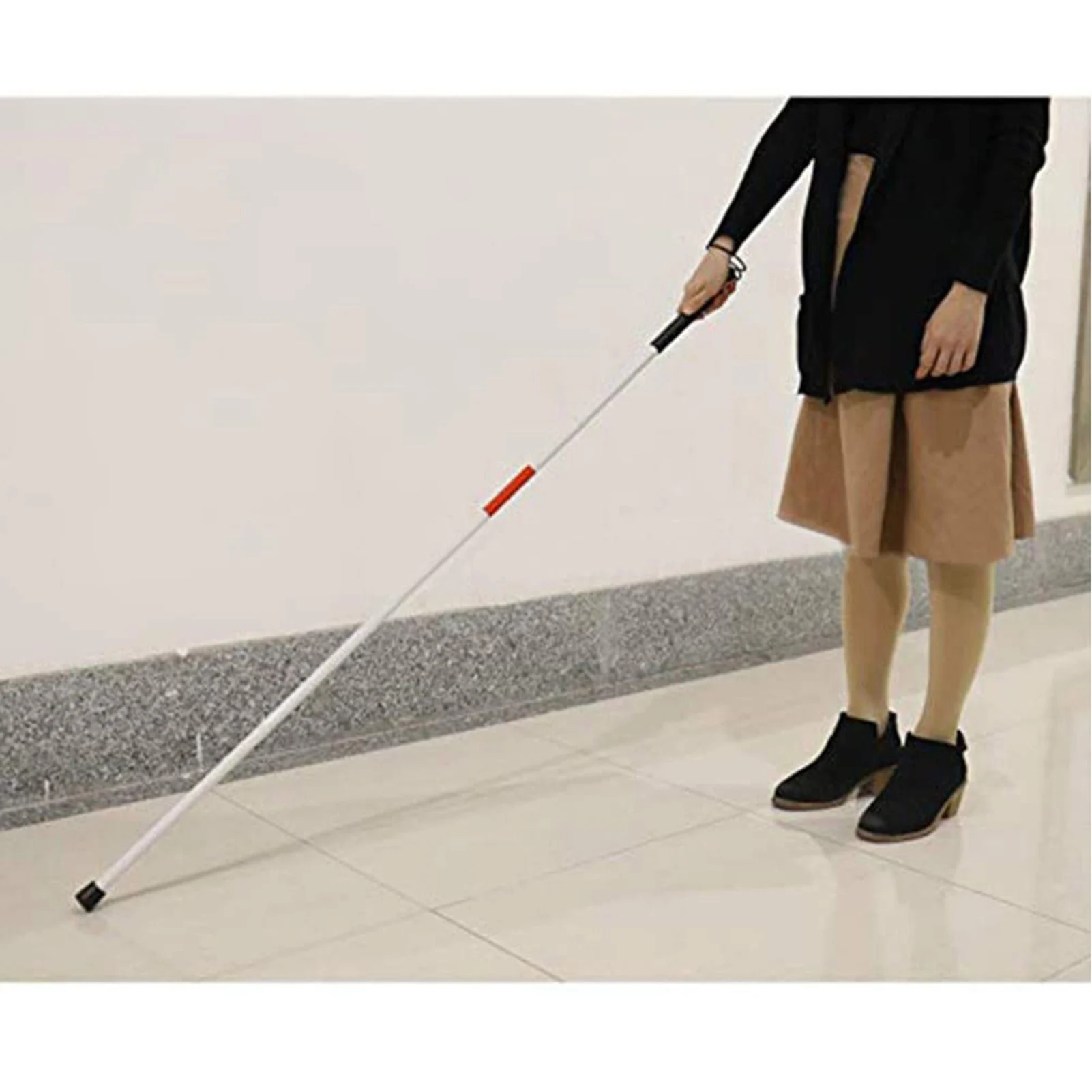 Medical Blind Cane Mobility Stick Mobility & Daily Living Aids with Red Reflective Tape for Visually Impaired Seniors & Adults