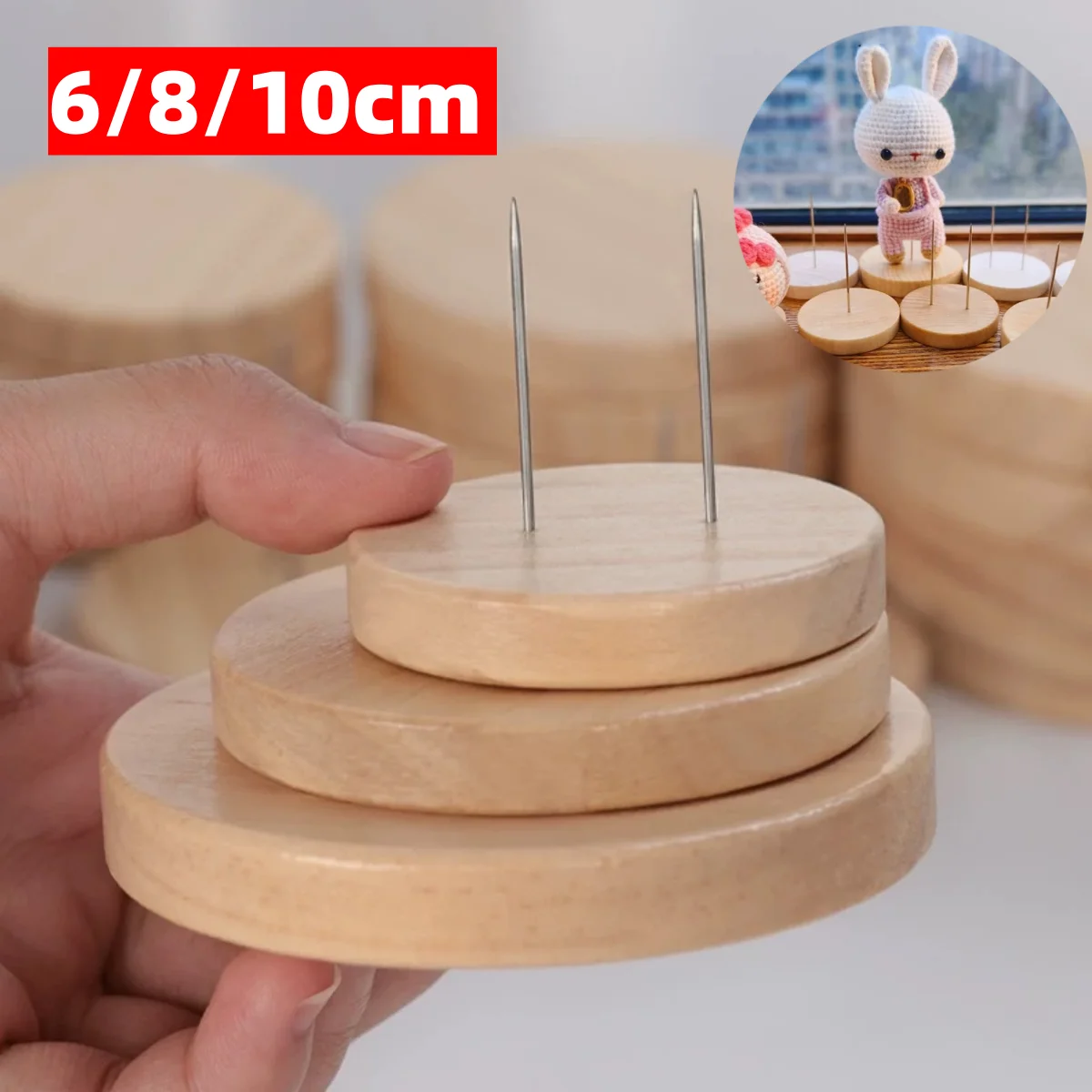 2/5Pcs Round Wooden Doll Stand Crochet Ho Felt Animal Toy Display Base Support for Action Figures