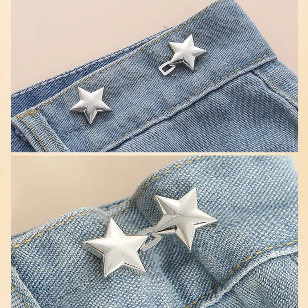 Durable Star Jeans Buttons Waist Adjust Reusable No-Sewing Metal Button Replacement Pants Pins