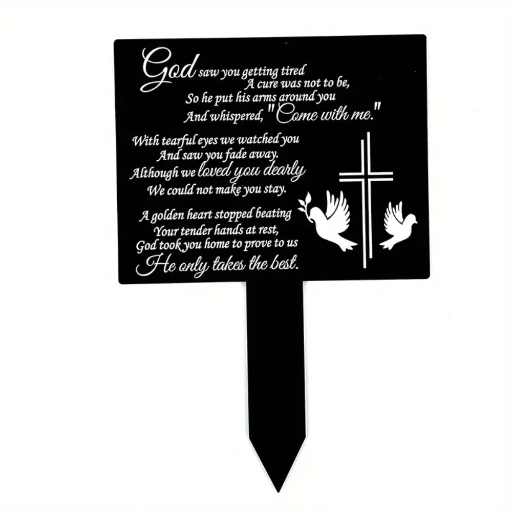 CIFBUY Remembrance Plaque Stake Waterproof Grave Marker for Cemetery Black Memorial Garden Stake Sympathy Dove Grave Stake