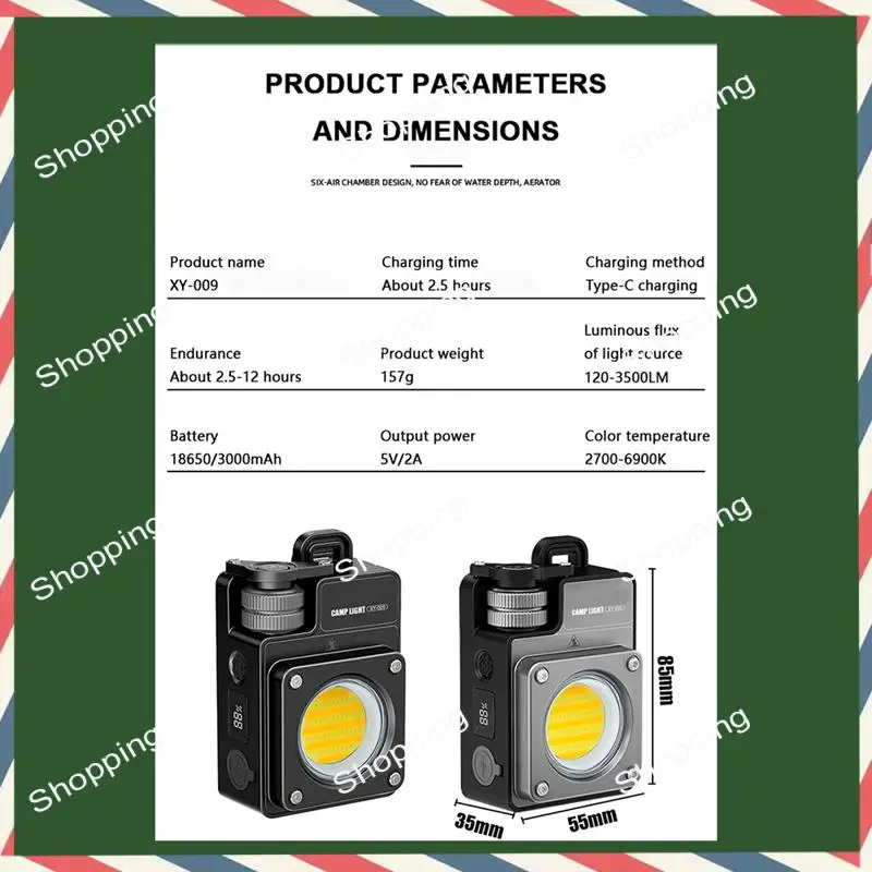 M20K 3500LM Ultra Bright Mini Camping Light USB-C Rechargeable 5 Light Modes Portable For Outdoor Emergency Silver