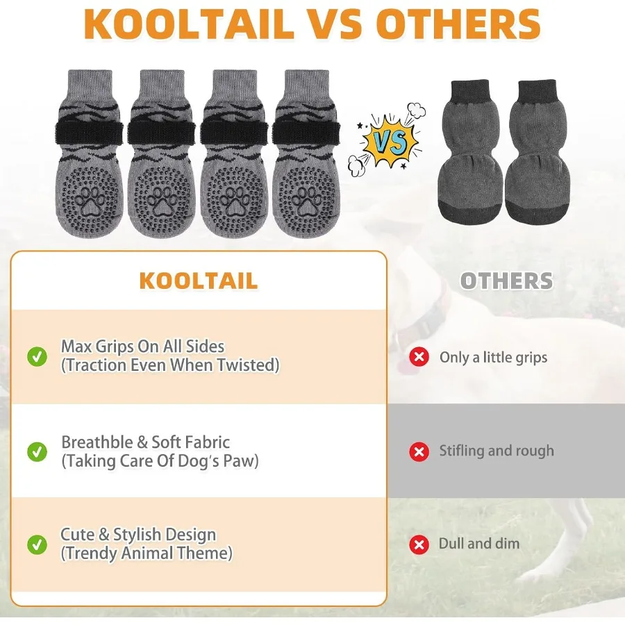 جوارب مضادة للانزلاق للكلاب لمنع لعق أحذية الكلاب للرصيف الساخن والأرضيات الصلبة جورب متين ناعم مزدوج الجوانب #5
