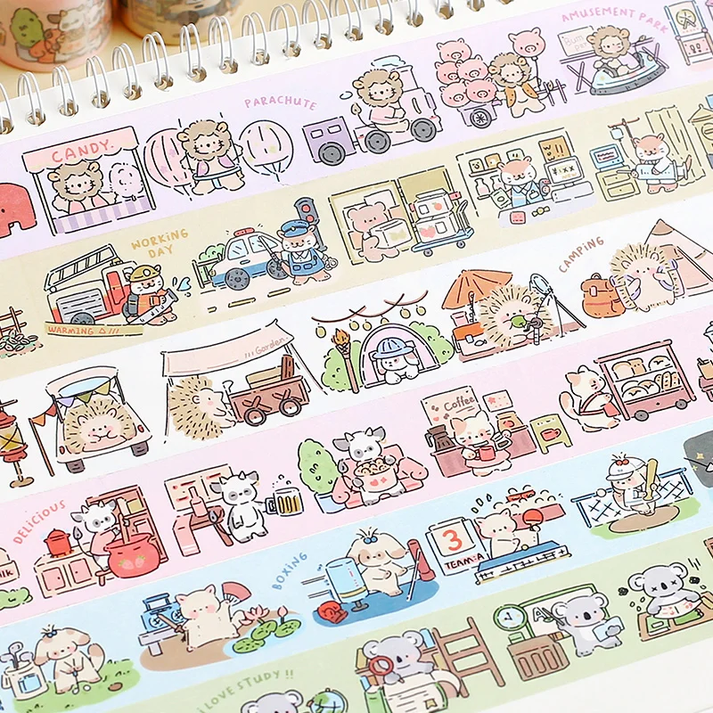 1roll Cute Animal Washi Tape Decorative Collage Scrapbooking DIY Journal Diary Album Masking Tapes School Stationery