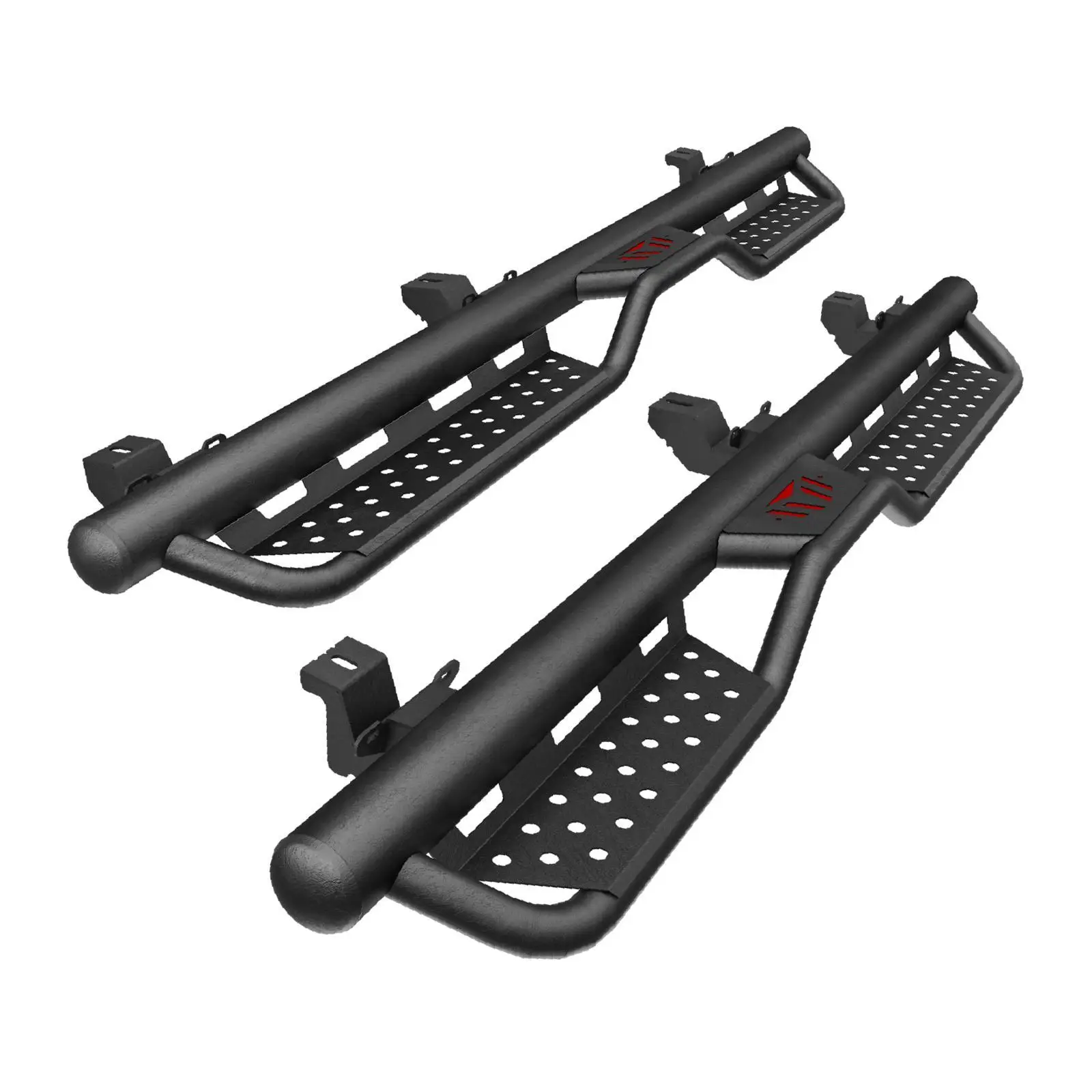 

Durable Black Carbon Steel Running Boards Two Stair Step Plate Accessories for 07-18 Unlimited 4 Door