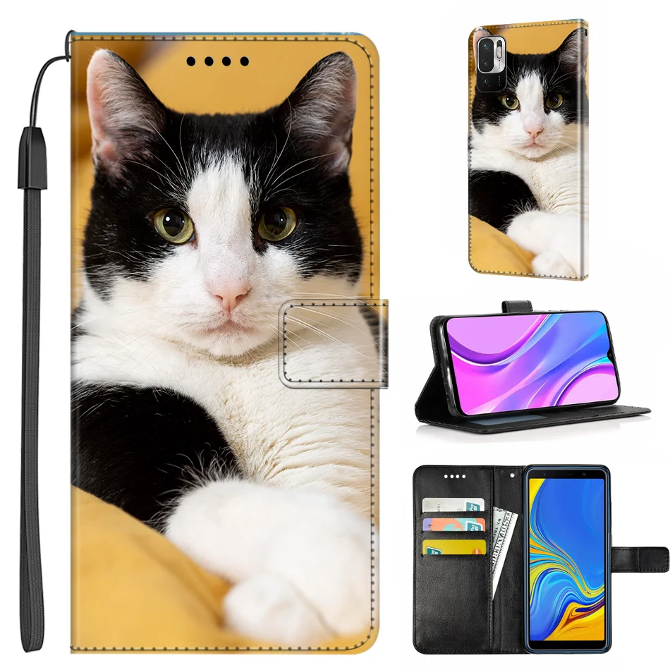 2023 Hot cute cat close-up custom leather flip phone cases with photo for zte mobile phone covers for zte phones mobile