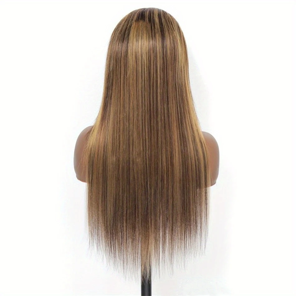 TIMOPOL P4/27 High Gloss Straight Hair 13x4 High-Definition Lace Front Wig - Brazilian Gradient Honey Golden Color - Women's Specialized Real Hair Wig - Pre-Trimmed Without Glue - Baby Hair Included - 200% Hair Volume