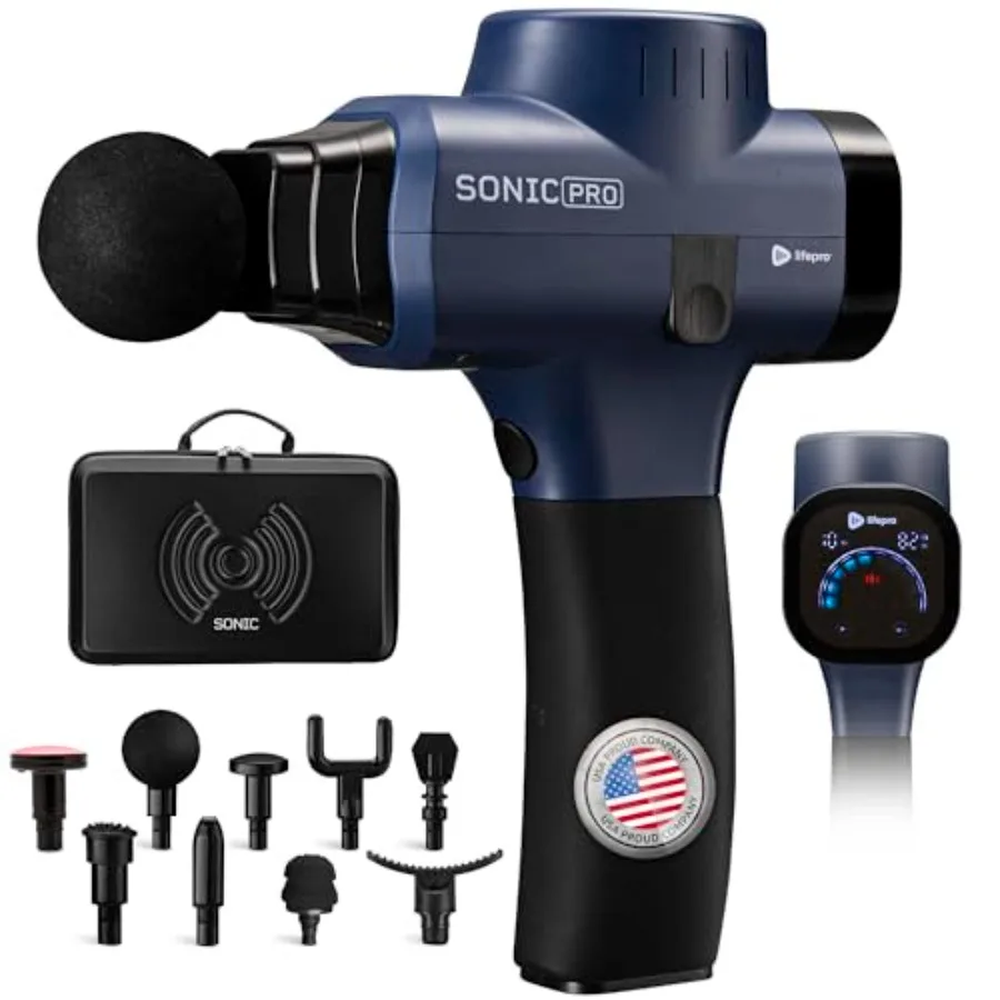 

Pro Handheld Electric Massage Gun for Deep Tissue Relief: 10 Adjustable Speeds and 9 Interchangeable Heads Designed for A