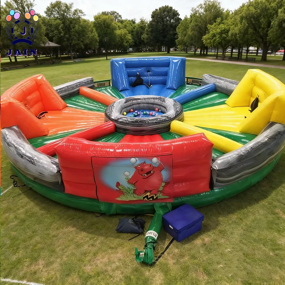 

8m Dia Giant Hungry Hippo Bungee Run Inflatable Sport Game Large Outdoor Inflatable Recreations Playground Interactive Carnival
