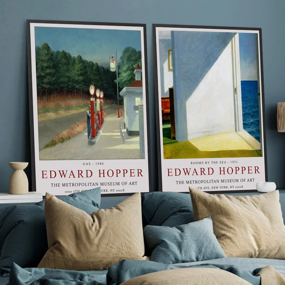 Edward Hopper Famous Abstract Self-adhesive Art Poster Whitepaper Sticker DIY Room Bar Cafe Wall Decor