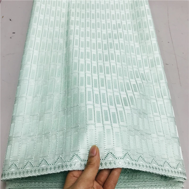 5 Yards Nigerian 100% Cotton Polish Satin Embroidery Fabric High Quality Swiss Voile Lace Material For Men Dubai Style YL011802