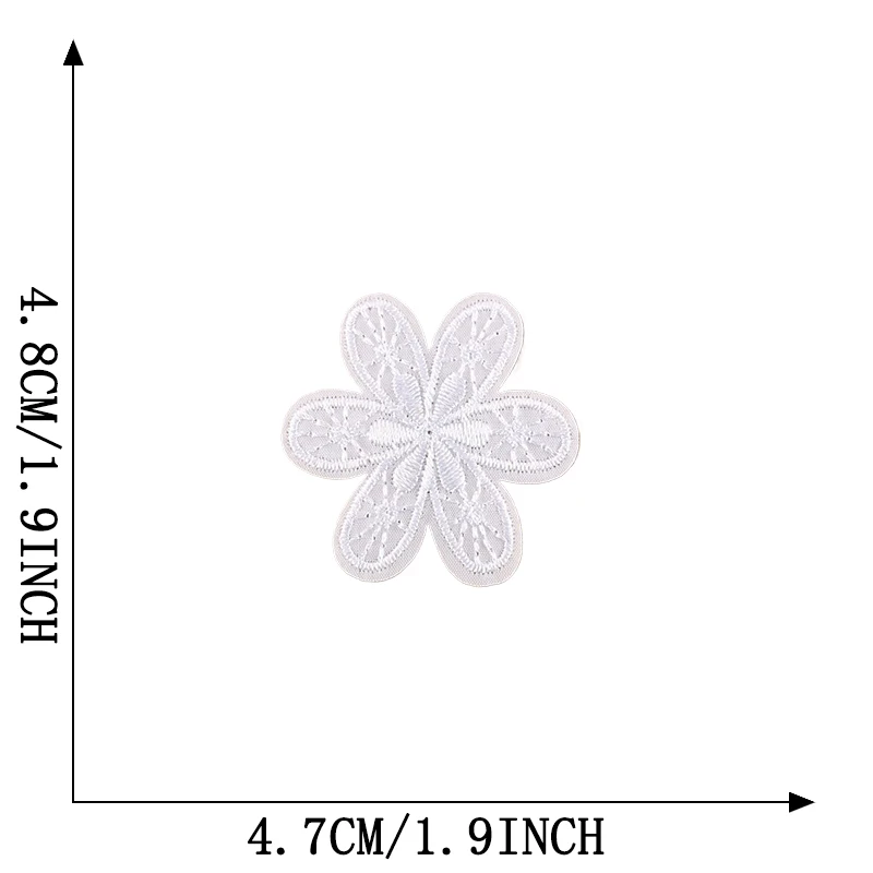 Weiße Blume große Größe kleines Eisen auf Patches für Kleidung bestickt Thermo collant DIY Naszywka Mochila nähen Aufkleber Parche Jacke – Detail 11