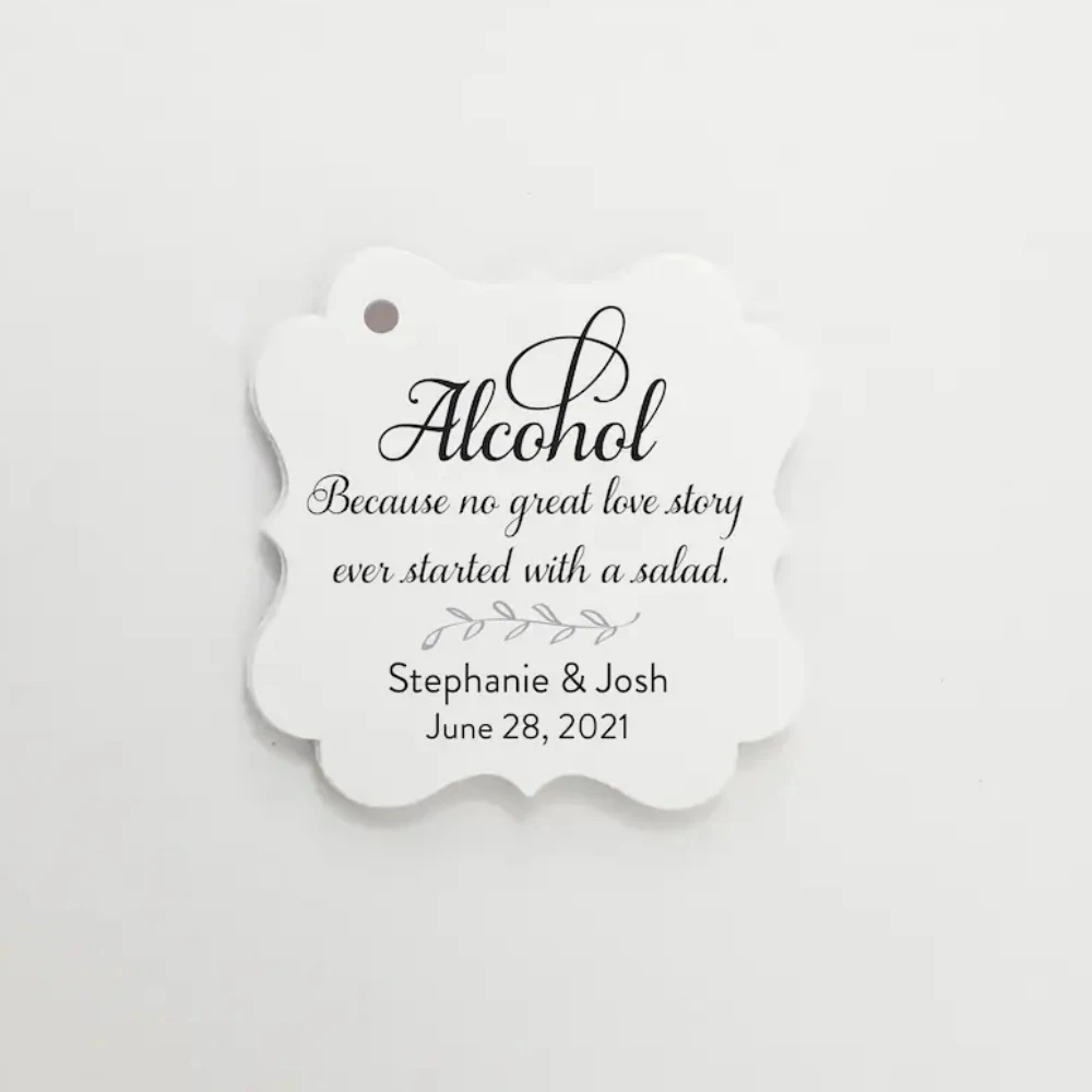 Mini Bottle Tags, 25 Custom Alcohol, No Great Love Story Printed Wedding Favor Tags, Alcohol Tags, Champagne Favor Tags