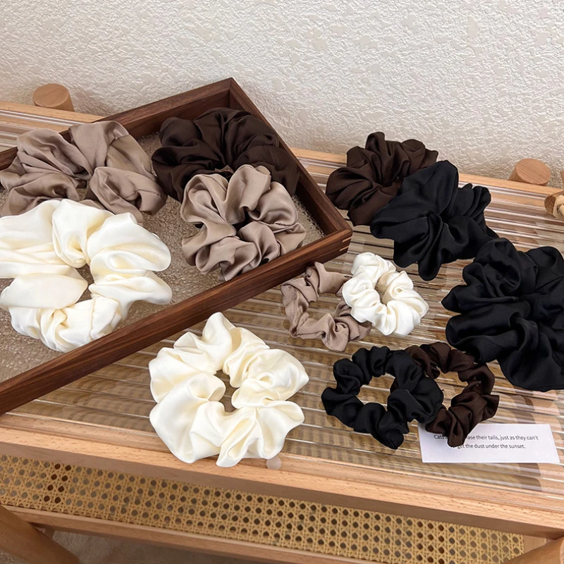 

UXSL High Quality Solid Color Silky Satin Large Hair Ring Headband Women Elegant Hair Bands Ponytail Holder Hair Tie Rubber Band