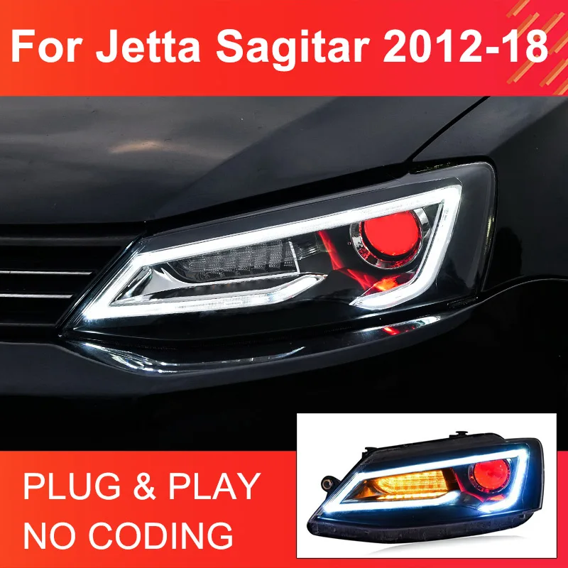 NEW LED Head Light Assemly for VW Jetta Satigar 2012-2018 Headlights Plug and Play with Full LED DRL Dynamic Turn Head Lights